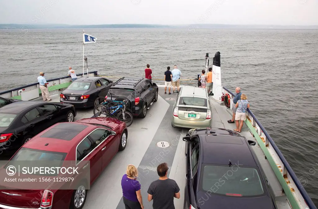 Essex, New York - Cars and passengers traveling from Charlotte, Vermont to Essex, New York on the Lake Champlain car ferry