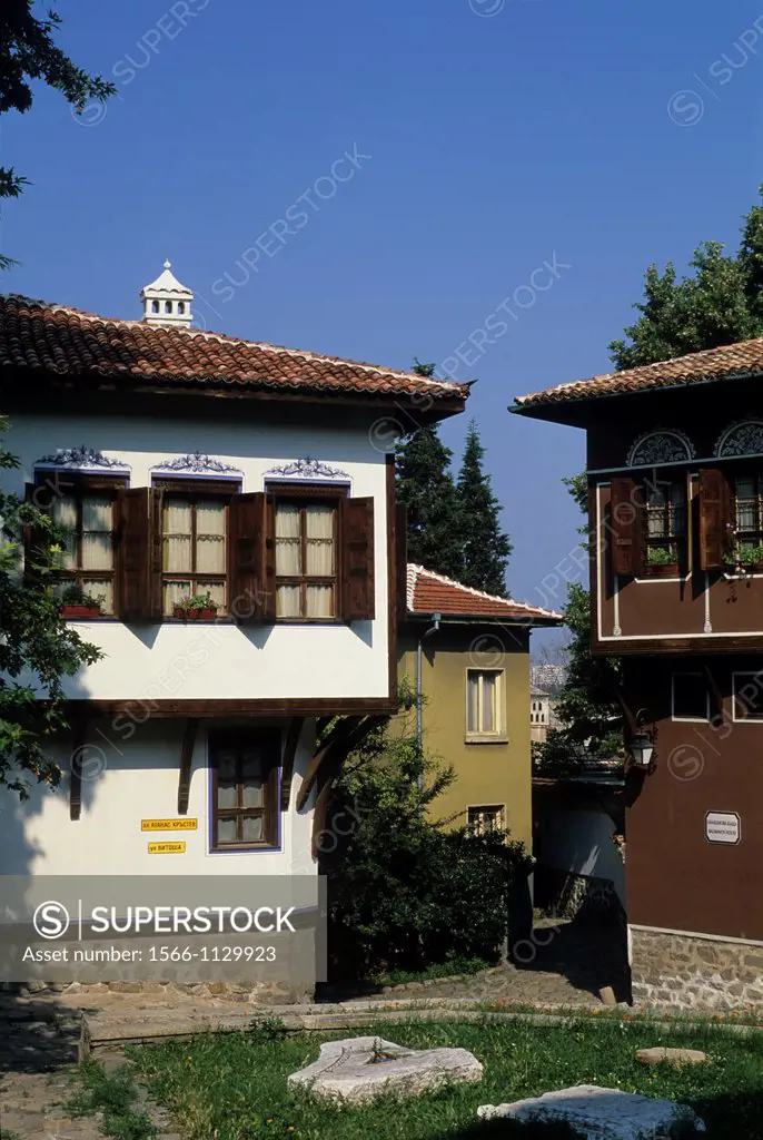 Balabanov on right and Cohadziev Houses, Plovdiv, Bulgaria, Europe