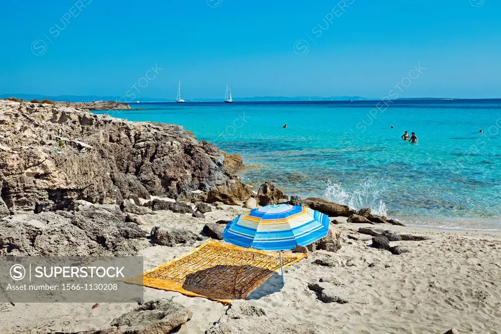 Beach of Sa Roqueta, Formentera, Balearic Islands, Spain.