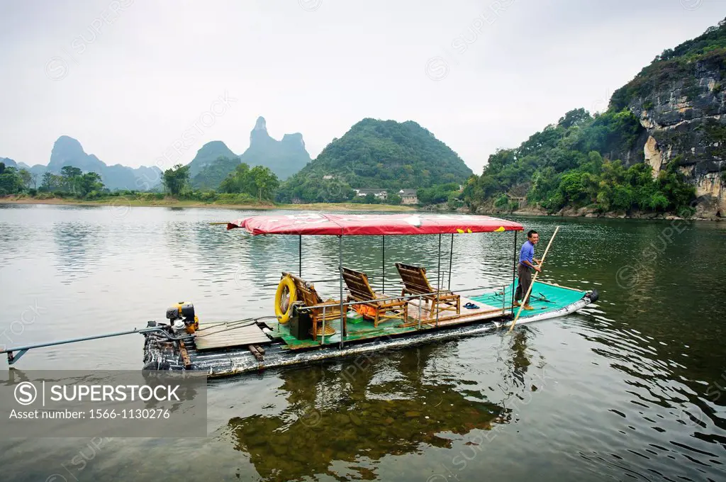 Boat  Fuli village, Li River, Guangxi, China.