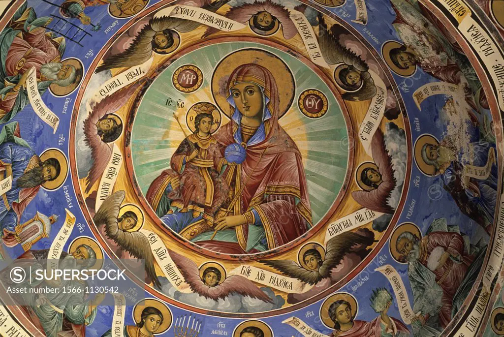 fresco in the narthex of the main church of the Rila Monastery, Bulgaria, Europe