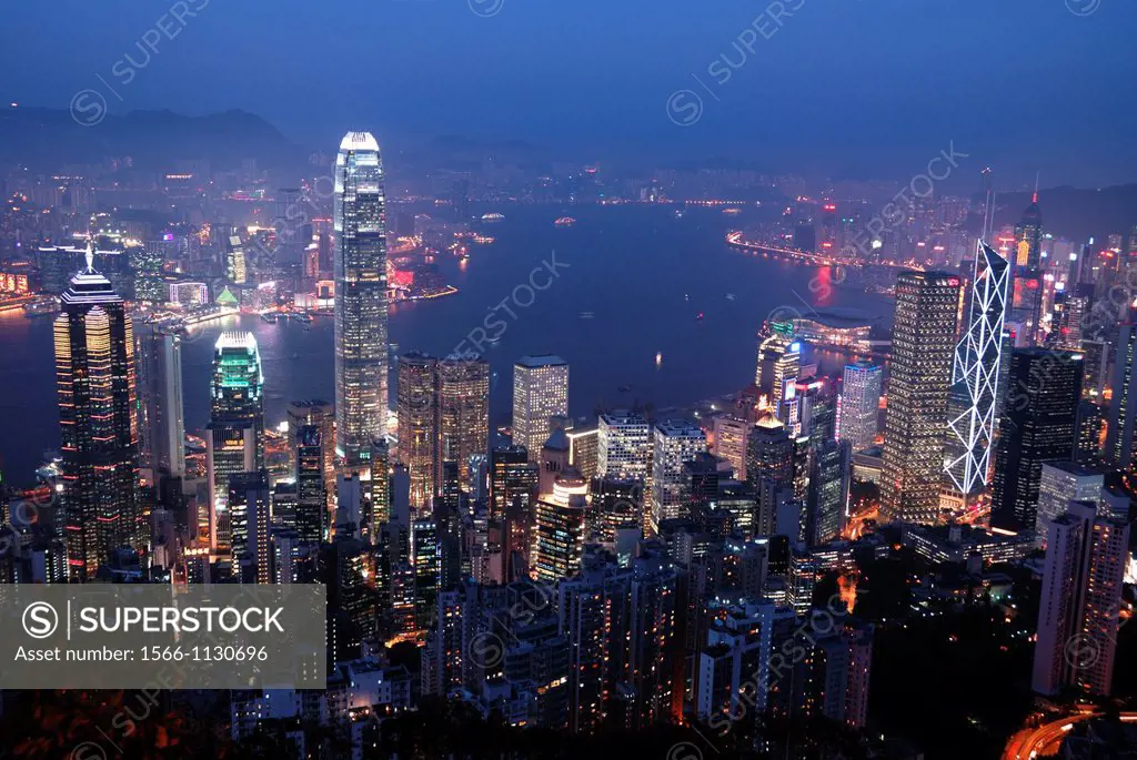 Hong Kong Bay at night, view from The Peak