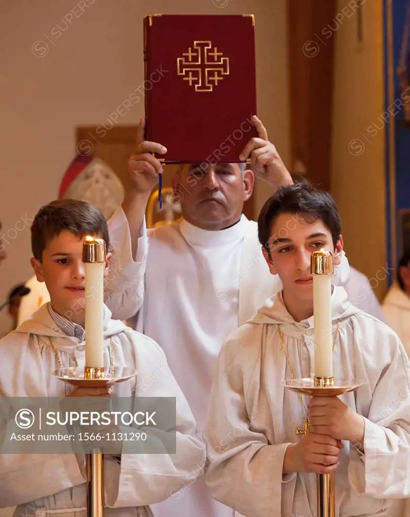 Warren, Michigan - Altar boys during the celebration of the Divine Liturgy at St  Sharbel Maronite Catholic Church