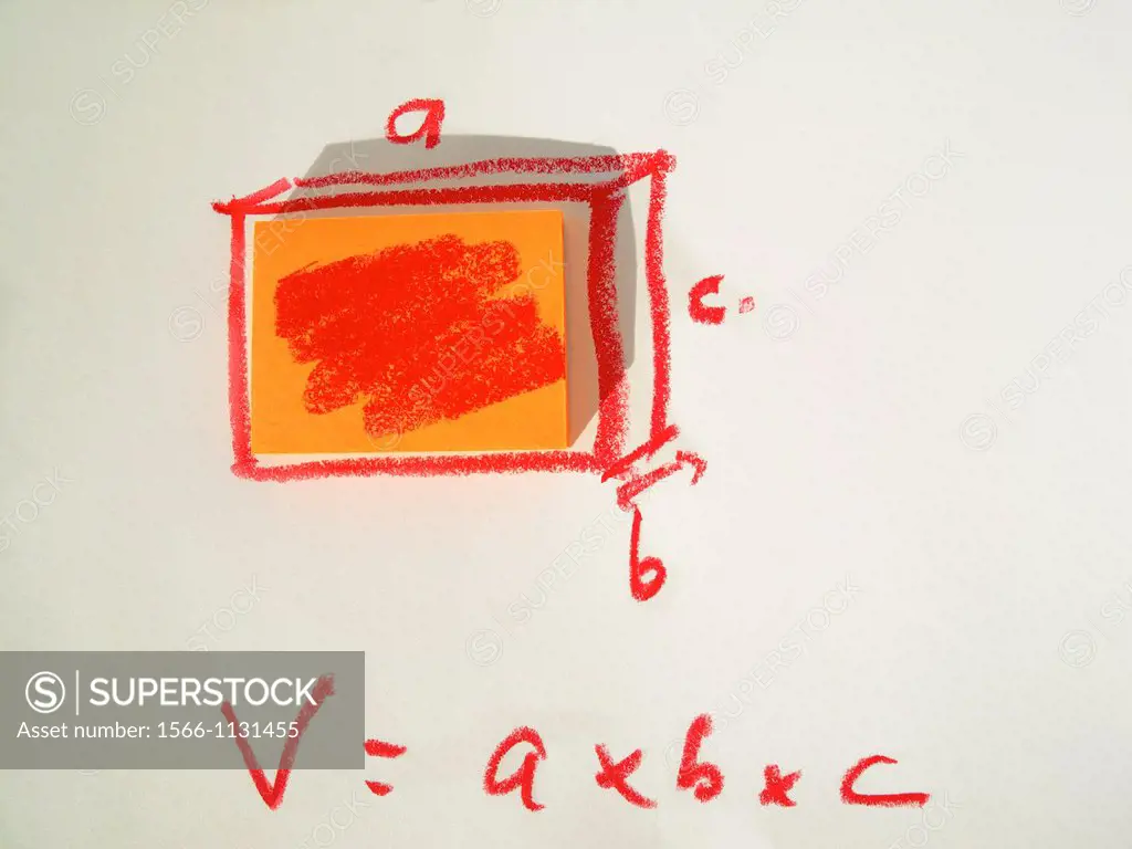 volume equation in red crayon