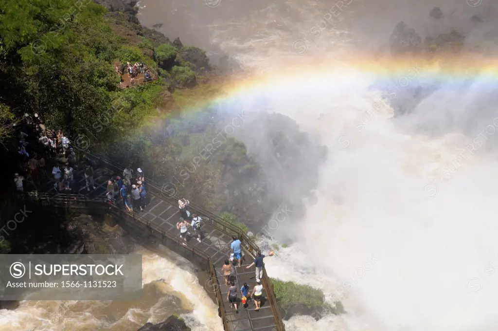 Argentina. Misiones. Iguazu Falls. Lower footbridge of the Bossetti waterfall. UNESCO World Heritage