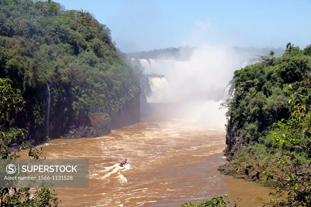 Argentina. Misiones. Iguazu Falls. Lower Iguazu River separating the Brazilian side of Argentina in the of St. Maarten island. UNESCO World Heritage