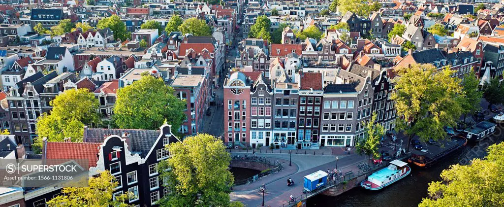 View of the city from Wester Kerk church, Amsterdam, Netherlands.