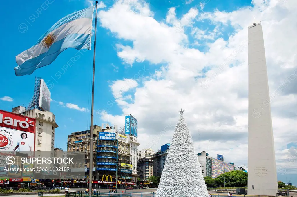 Obelisk at 9 de Julio Avenue, Buenos Aires, Argentina