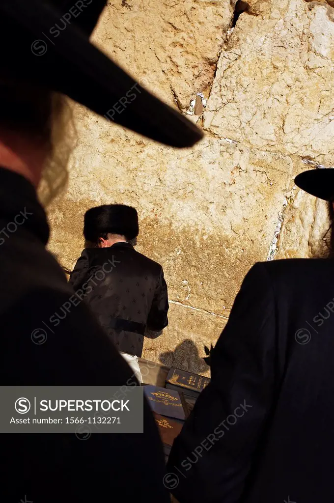 Orthodox Jews praying by the Wailing Wall ´Western Wall´ , Jerusalem  Israel.
