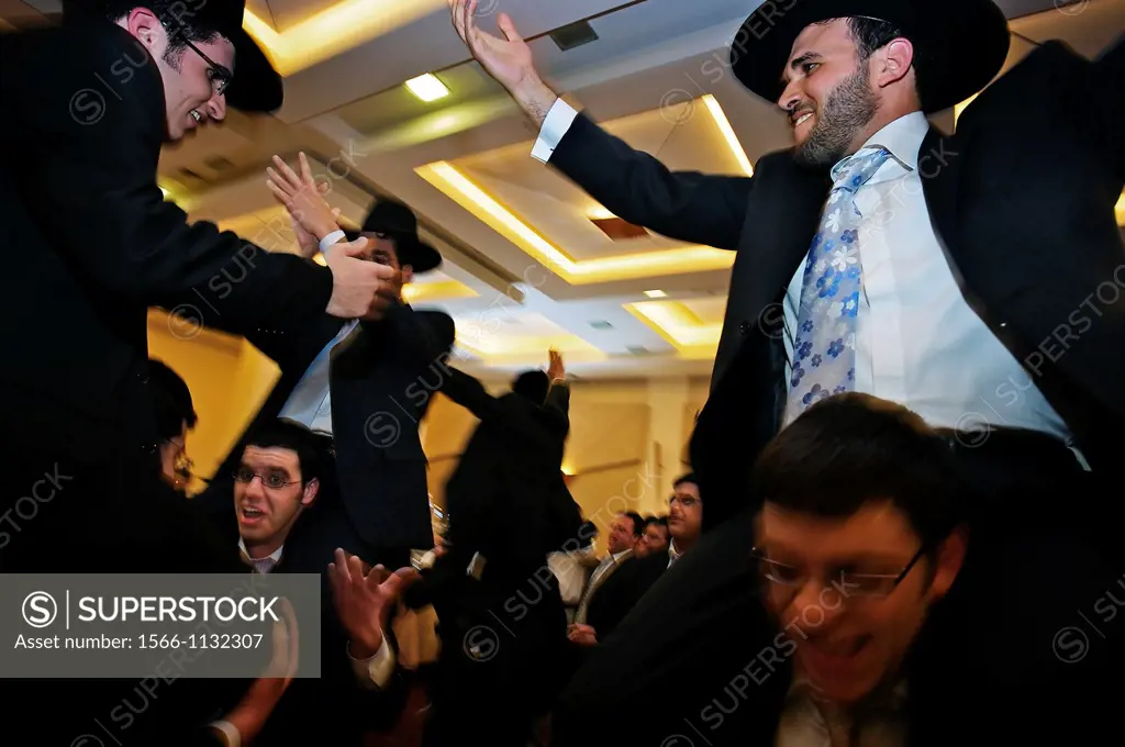 Man dancing, Wedding, Orthodox Jews, Jerusalem, Israel.
