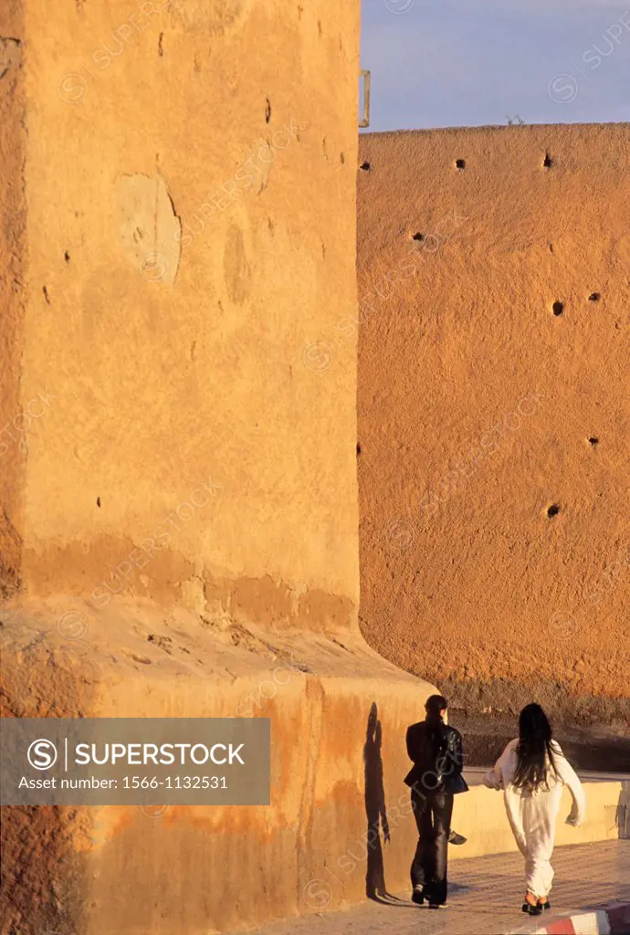 rampart of the medina of Marrakech, Atlas, Morocco, North Africa