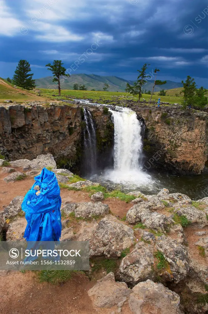 Mongolia, Ovorkhangai province, Orkhon valley, Orkhon waterfall