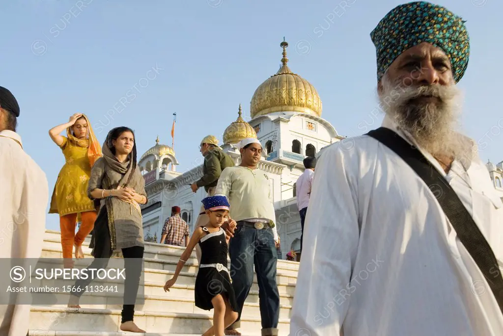 Gurudwara Bangla Sahib, the most prominent Sikh gurdwara, or Sikh house of worship, in Delhi, India, Asia