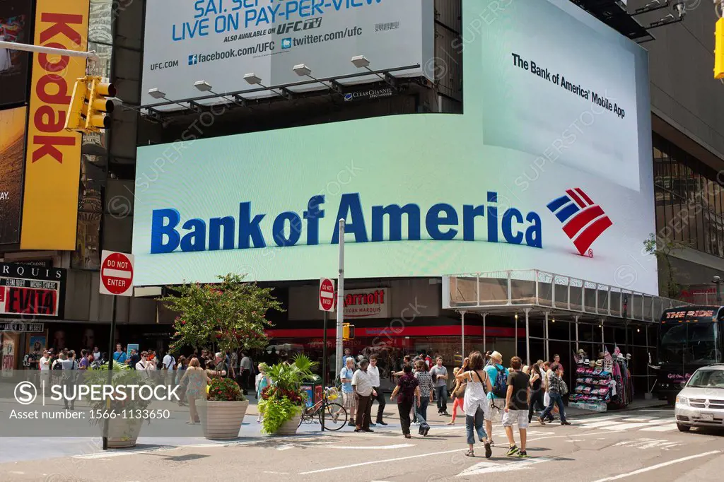 The new Bank of America illuminated sign in Times Square