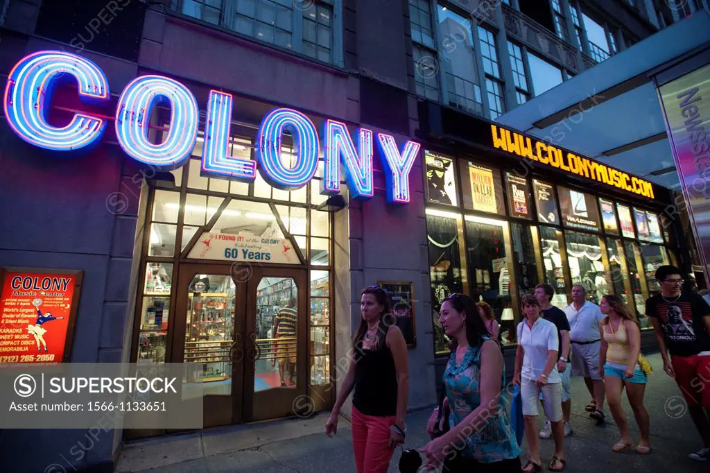 The Colony music store on Broadway in the Theater District The store, which has been in business 64 years, a major source of sheet music and cd´s, dvd...