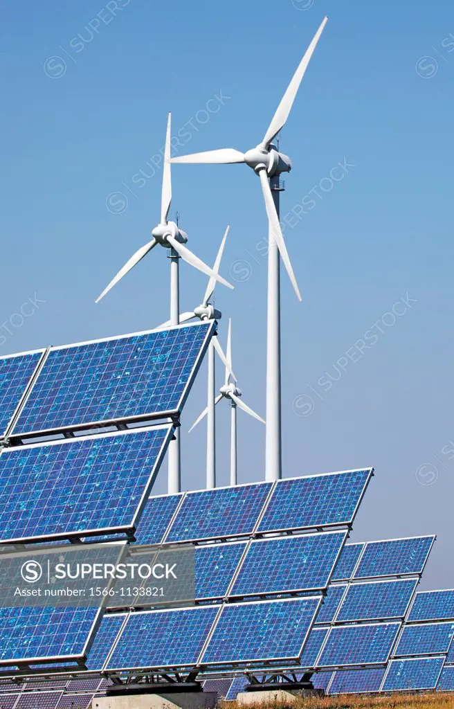 Solar panel and Windturbines, Arnstein, Germany