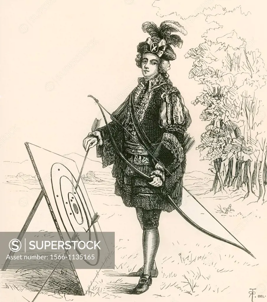 Scottish nobleman, said to be Lord Elcho, in the uniform of the Royal Archer Guard of Scotland, c  1713  From The British Army: It´s Origins, Progress...
