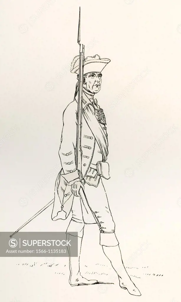 Officer of the Norfolk Militia with a Fusil and Gorget, A D  1759  From The British Army: It´s Origins, Progress and Equipment, published 1868