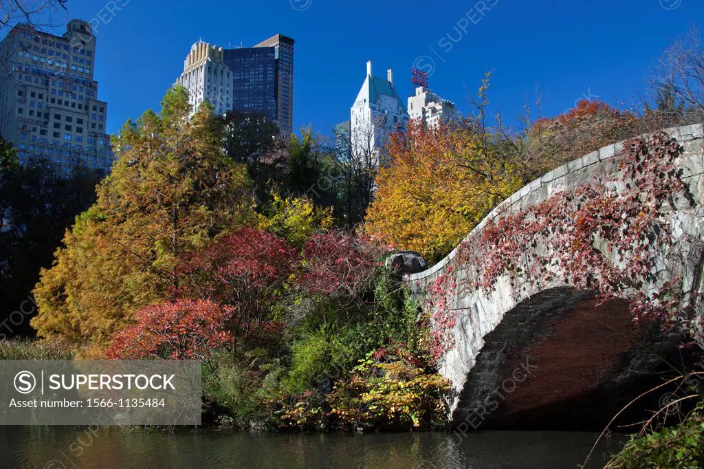 Fall Foliage Gapstow Bridge Pond Central Park South Manhattan New York City USA
