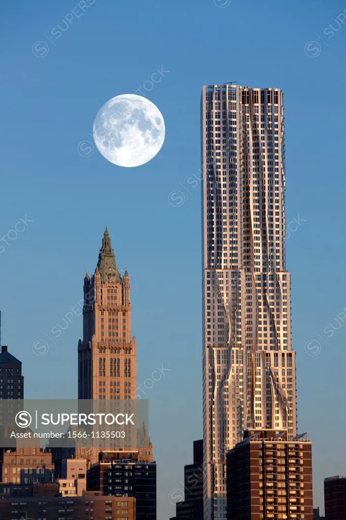 Woolworth Building  And Gehry Tower Downtown Manhattan New York City USA