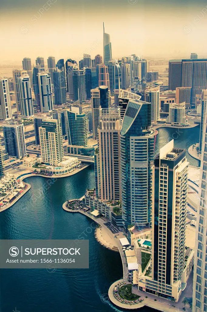 Skyscrapers in Dubai Marina  Dubai city  Dubai  United Arab Emirates
