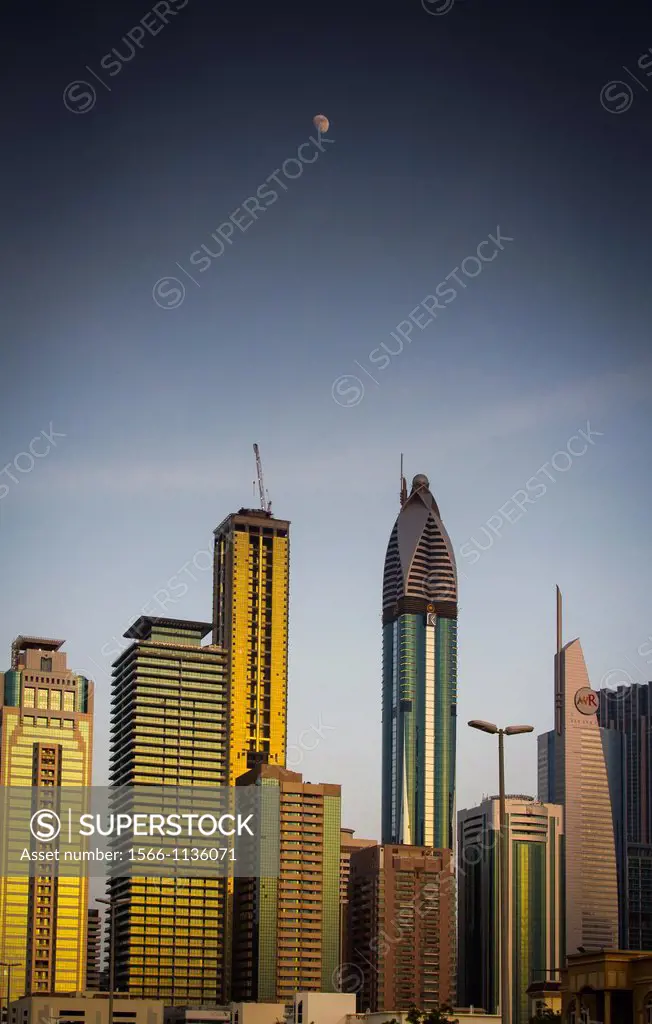 Skyscrapers in city center  Jumeirah area  Dubai city  Dubai  United Arab Emirates