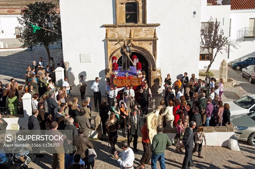 Parish Church of San Sebastian -15th century, Procession of San Diego, San Nicolas del Puerto, Seville-province, Spain