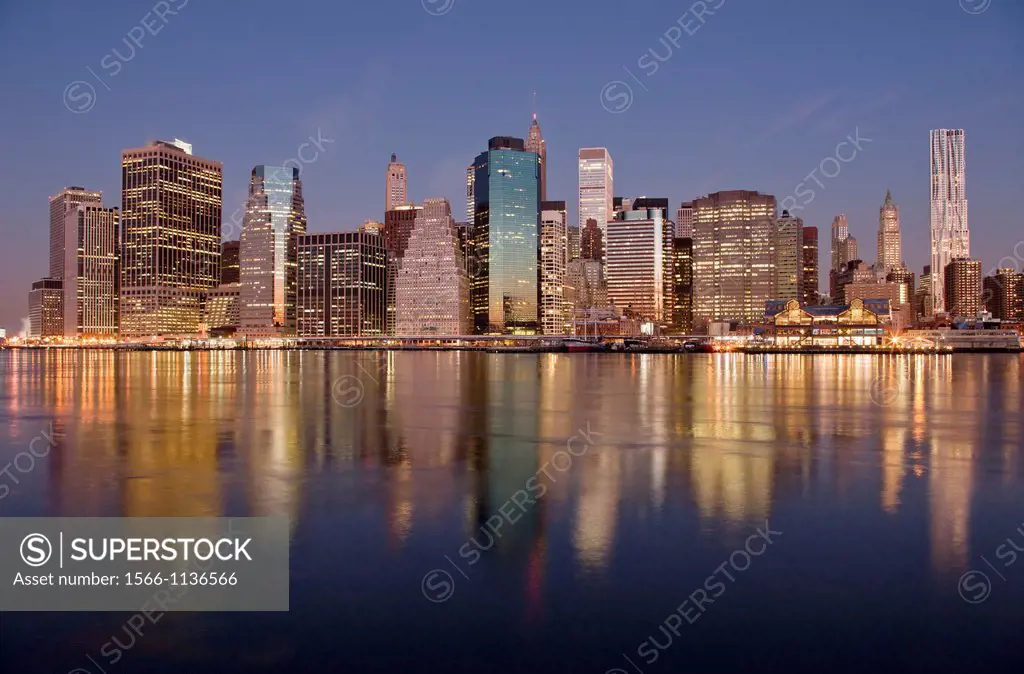 Downtown Skyline East River Manhattan New York City USA