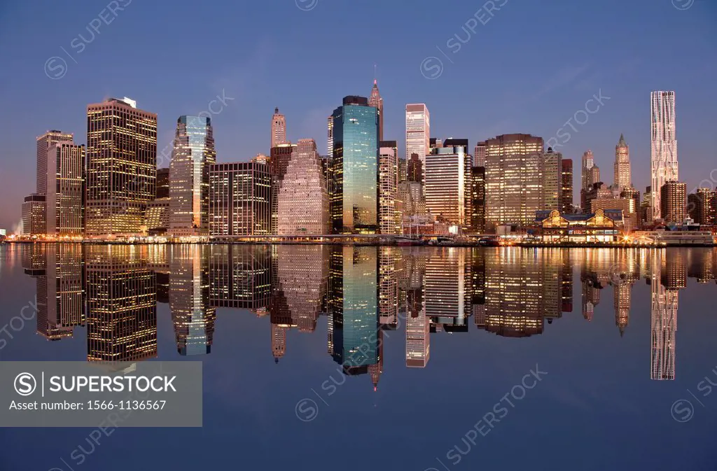 Downtown Skyline East River Manhattan New York City USA
