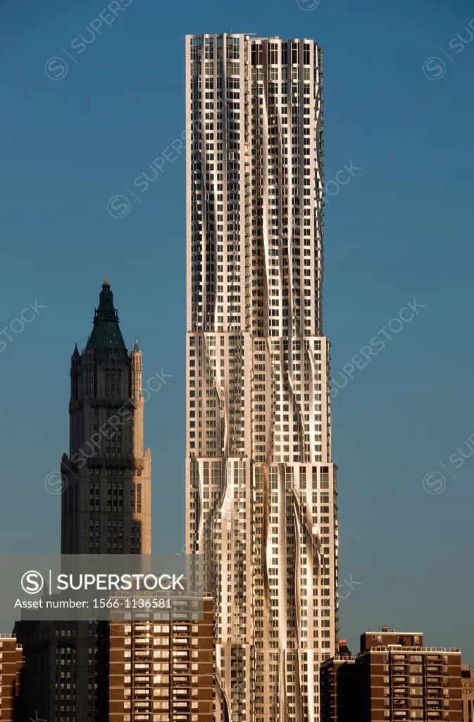 Woolworth Building  And Gehry Tower Downtown Manhattan New York City USA
