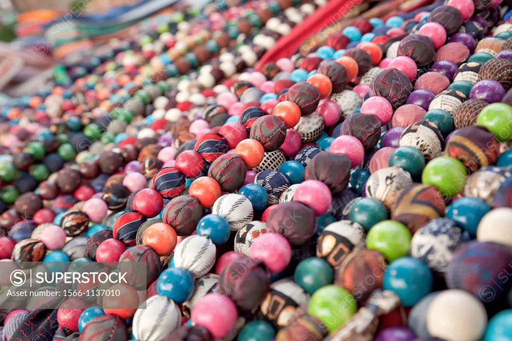 Display of jewellery and handicrafts, Street market near Tha Phae Gate, Chiang Mai, Thailand
