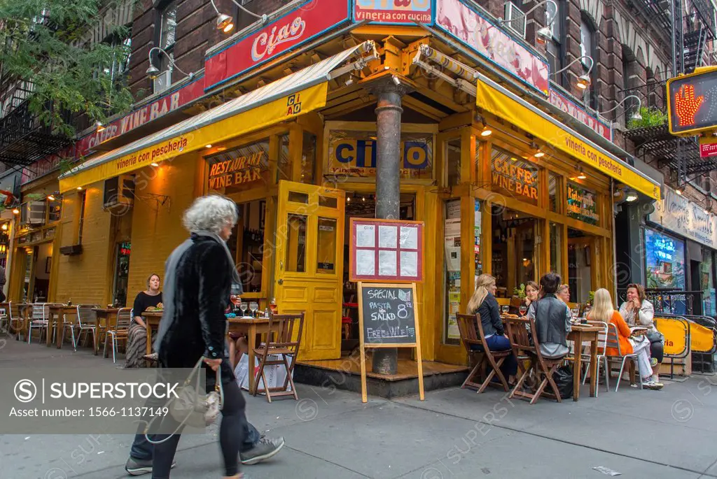 New York City, NY, USA, Outside Italian Restaurant, Bleecker Street in Greenwich Village