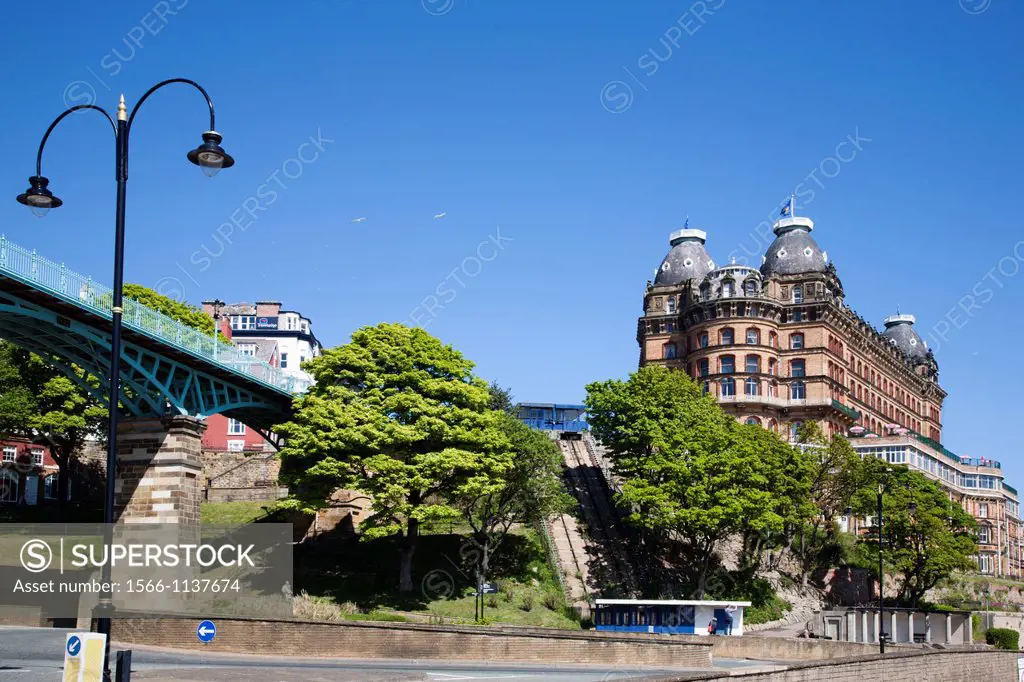 Cliff Bridge and The Grand Hotel Scarborough North Yorkshire England