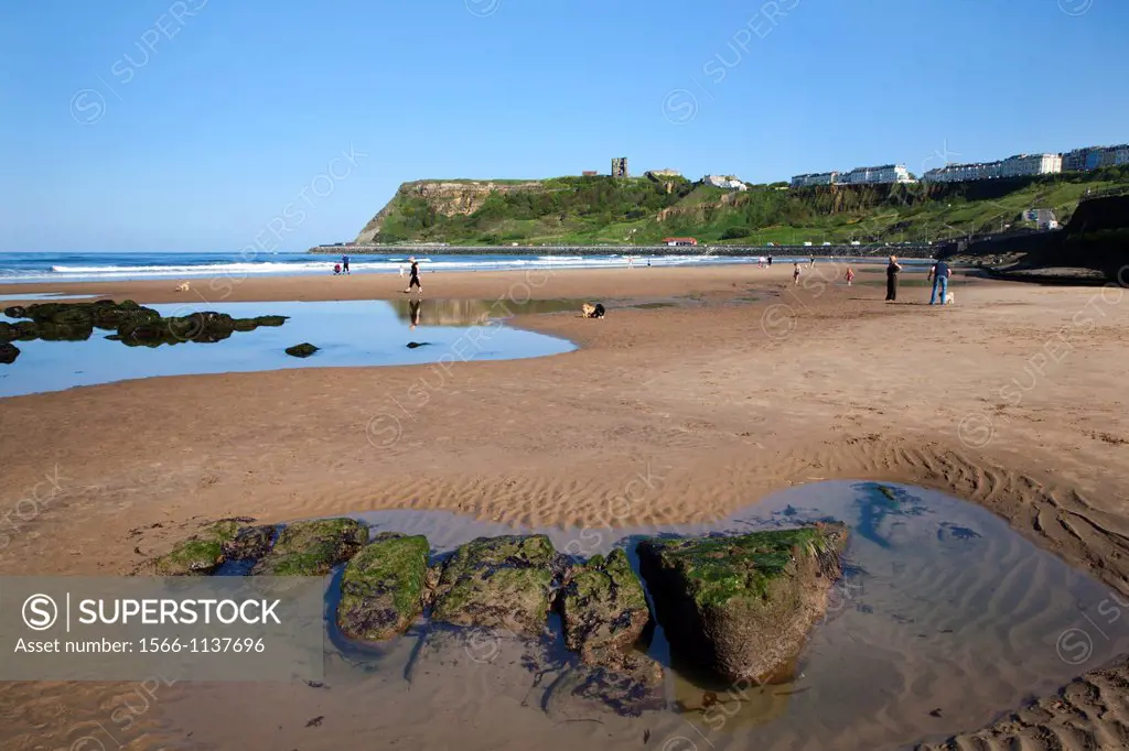 Castle Hill from North Sands Scarborough North Yorkshire England