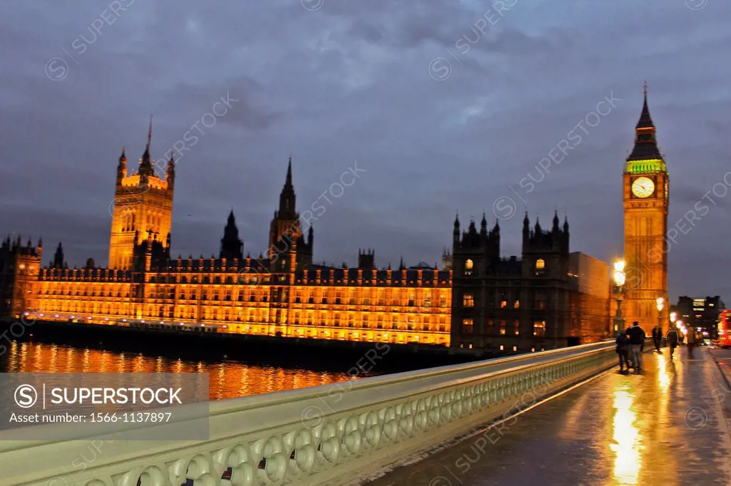 Houses of Parliament, Big Ben, Westminster Bridge, London