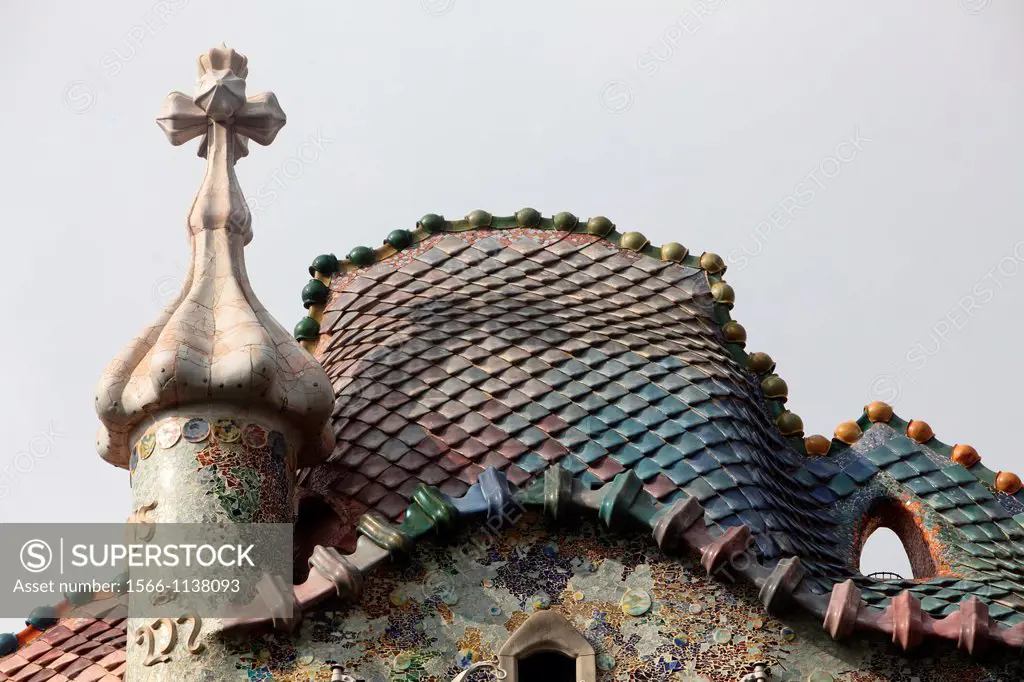 Details of Casa Batllo, Antoni Gaudi, Barcelona, Catalunya, Spain