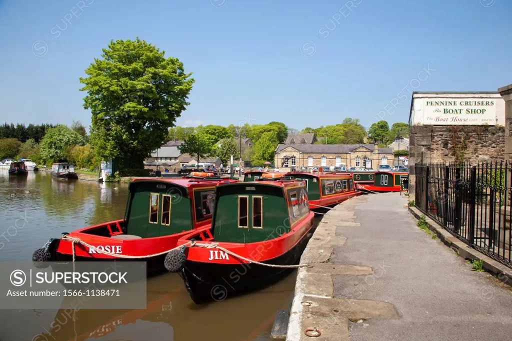 Narrowboats at Skipton Canal Basin North Yorkshire England