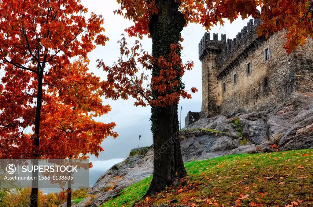 Castle in autumn with trees