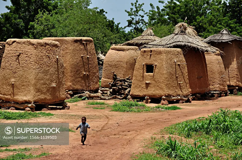 Adobe granaries for millet  Mali