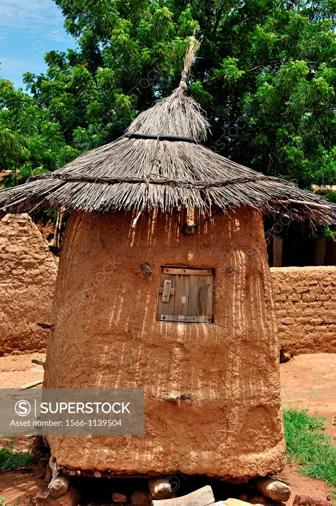Adobe granary for millet  Mali