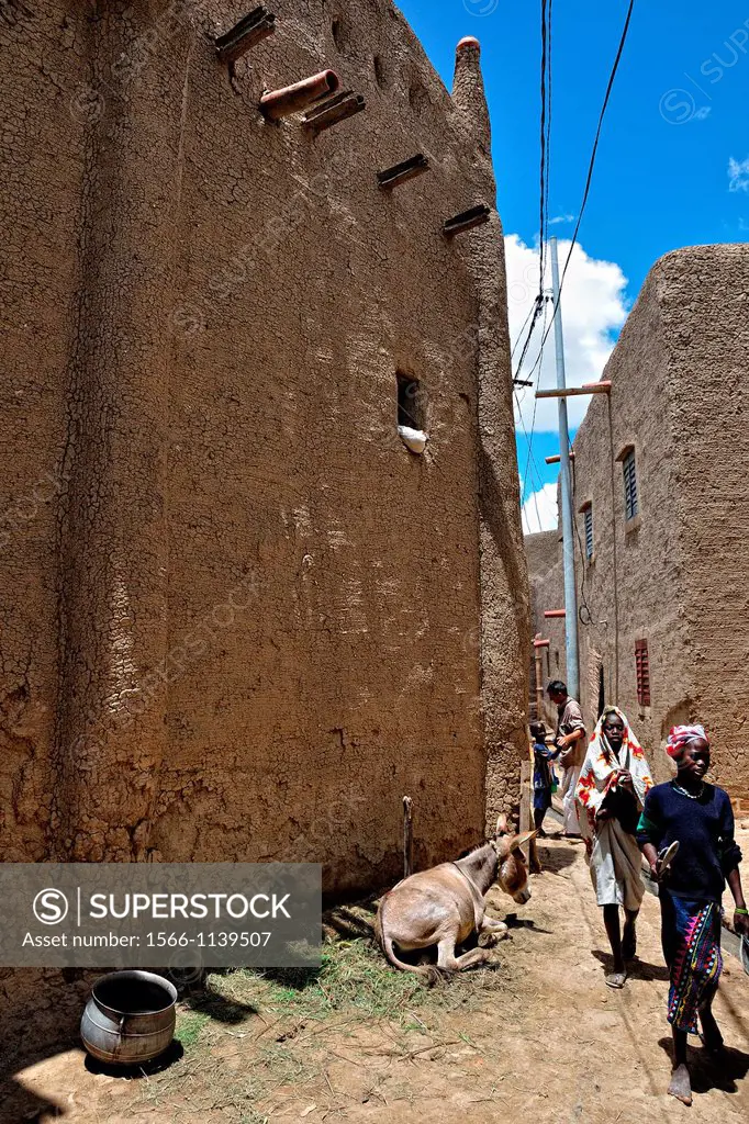 Girls walking by the alleyways of Djenne  Mali