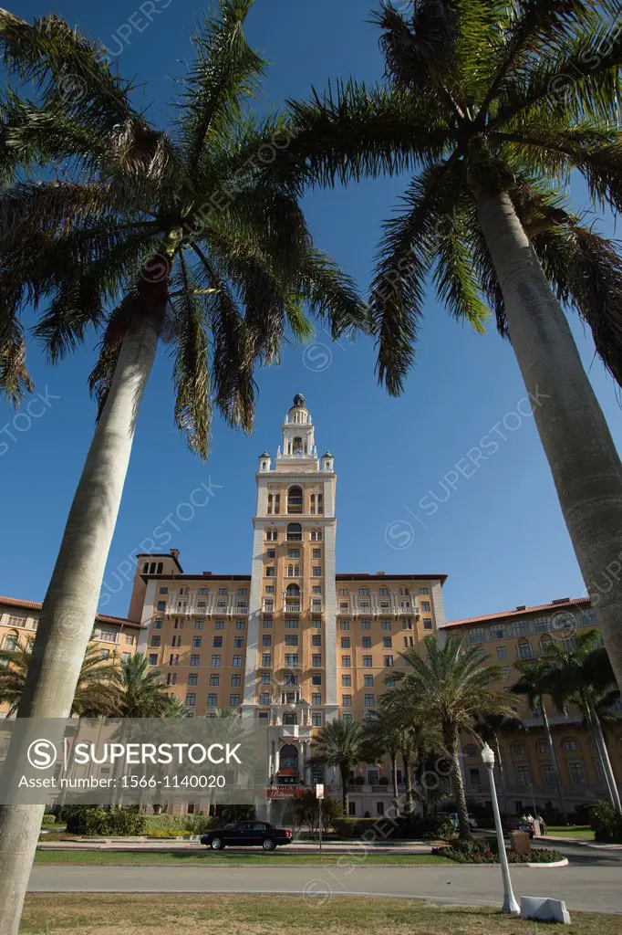 MAIN ENTRANCE HISTORIC BILTMORE HOTEL CORAL GABLES MIAMI FLORIDA USA
