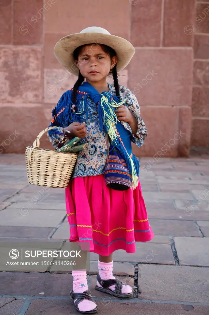 Portrait of a young Quechua girl, Humahuaca, Quebrada de Humahuaca, Jujuy Province, Argentina