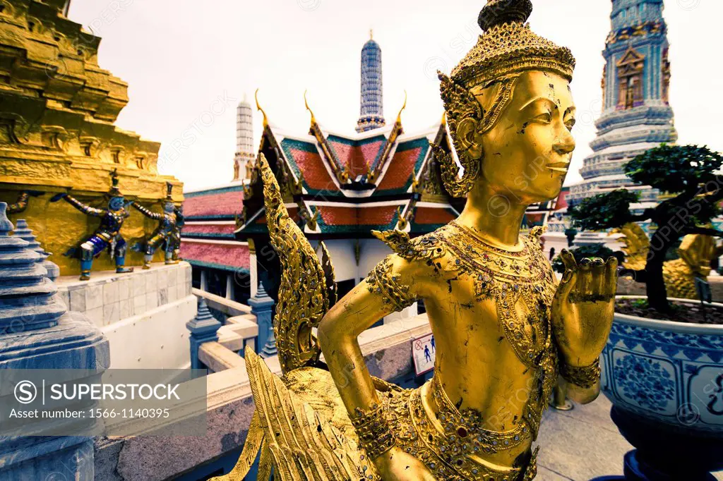 Statue of a kinnara  Wat Phra Kaew or Temple of the Emerald Buddha  Grand Palace  Bangkok, Thailand