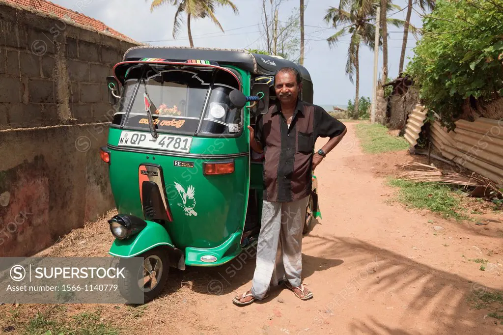 Tuck Tuck driver with his vehicle, Waikkal Village, Sri Lanka