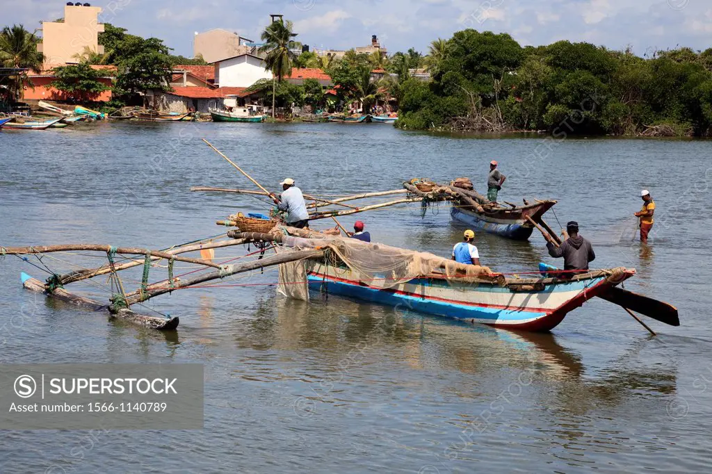 Traditional catamaran used by fishermen in Sri Lanka  Negombo harbour  Boat is also known as a ORUWA or the traditional name of KATTUMARAM