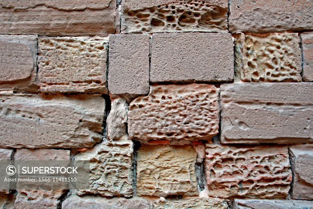 Stone wall, Church of Santa Anna, Cervera, Catalonia, Spain