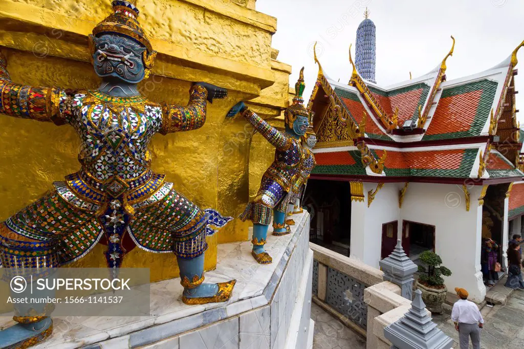 Warriors statues  Wat Phra Kaew or Temple of the Emerald Buddha  Grand Palace  Bangkok, Thailand