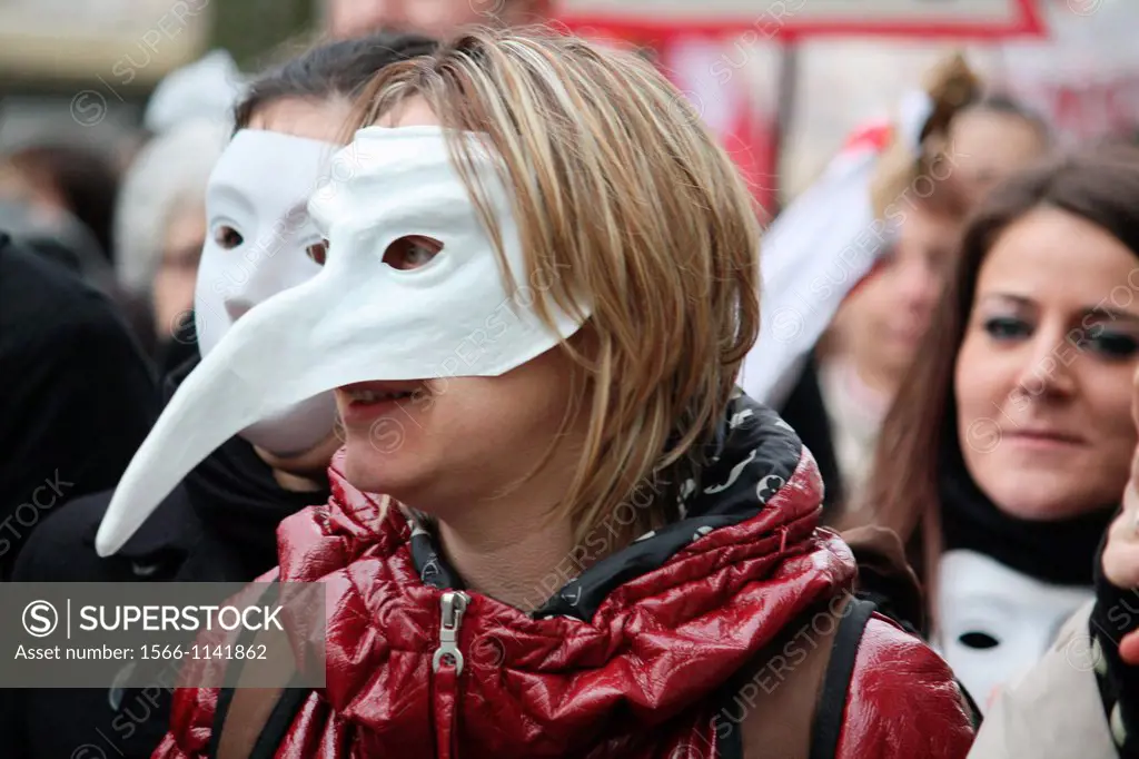 Demonstration against privatization of French university, Lyon, Rhône, Rhône-Alpes, France.