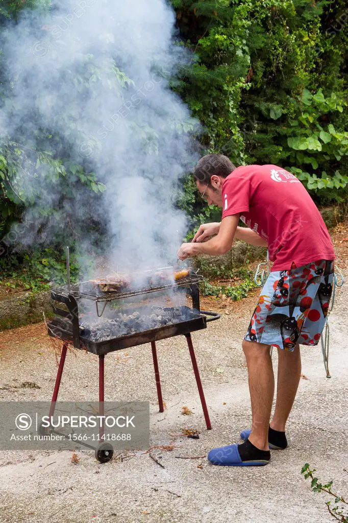 Chops on the barbecue. Navarre, Spain, Europe.